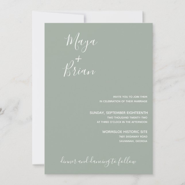 Modern Sage Green Wedding Invitation (Front)