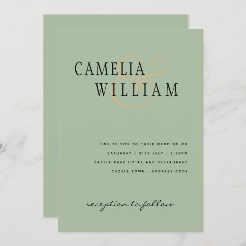 Modern Sage Green Wedding Invitation