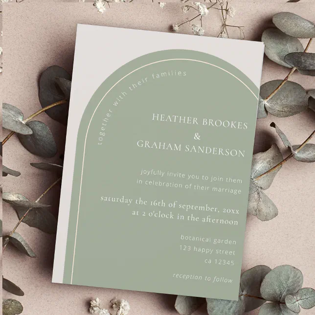 Modern Sage Green Wedding Invitation | Zazzle