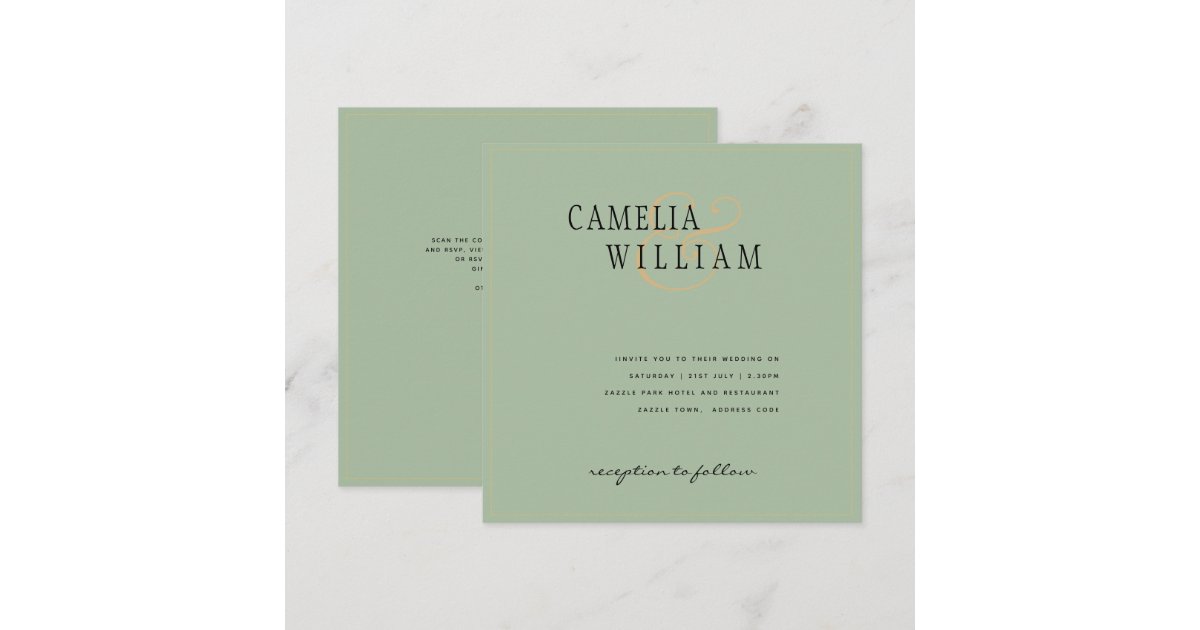 Modern Sage Green Wedding Invitation | Zazzle