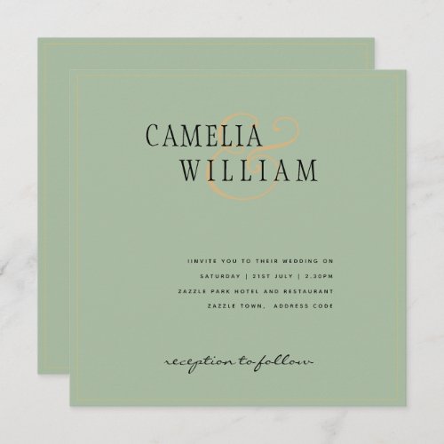 Modern Sage Green Wedding Invitation