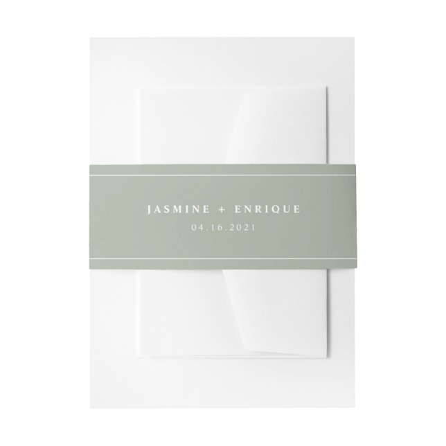 Modern Sage Green Wedding Invitation Belly Band (Front Example)