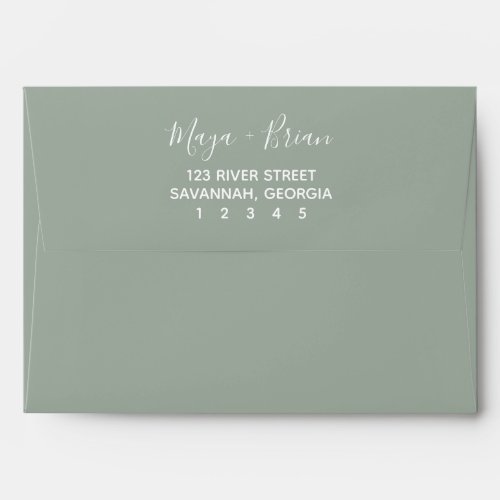 Modern Sage Green Wedding Invitation Envelope