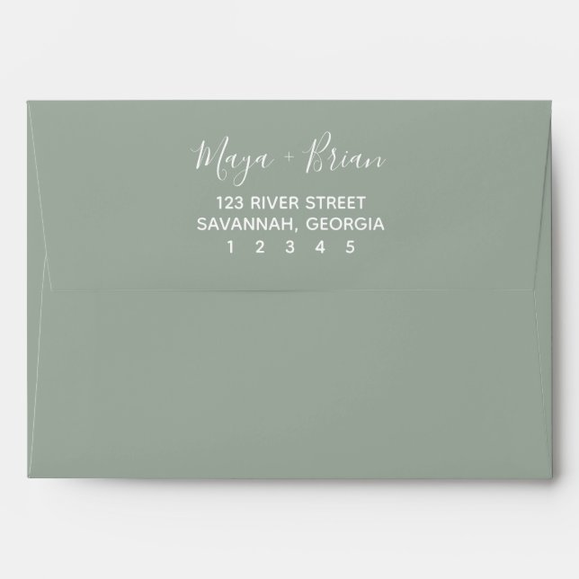 Modern Sage Green Wedding Invitation Envelope (Back (Top Flap))
