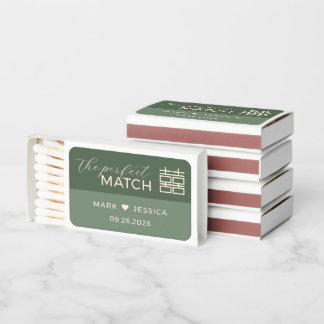 Modern Sage Green Wedding Match Boxes