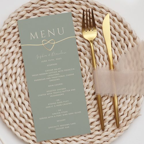 Modern Sage Green Wedding Menu