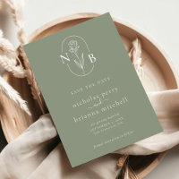 Modern Sage Green Wedding Monogram Minimalist