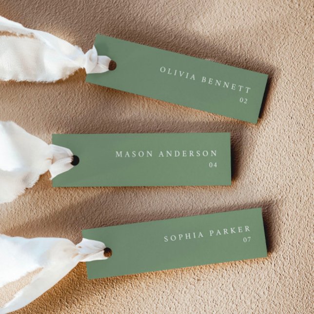 Modern Sage Green Wedding Name Place Cards (Delivered untrimmed)