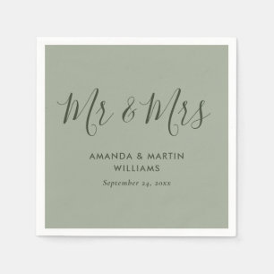 Modern Sage Green Wedding Napkins