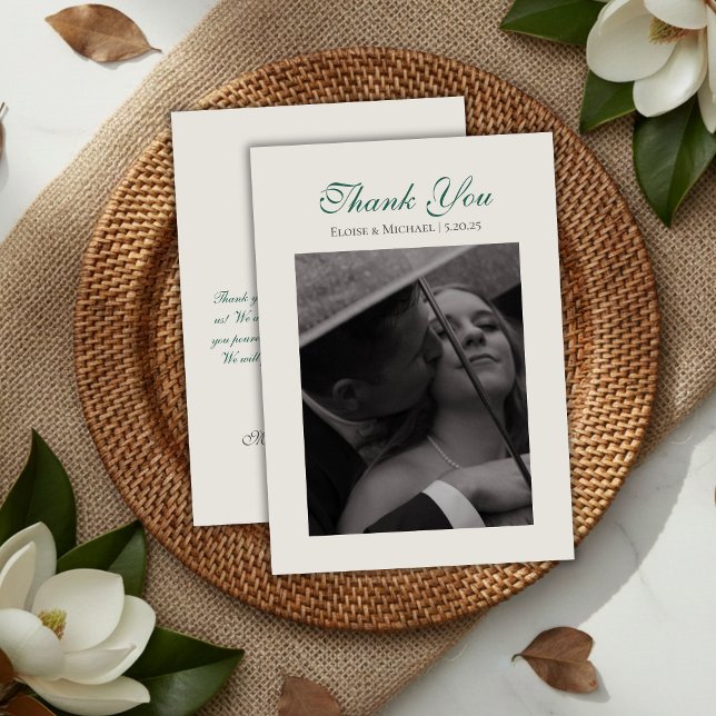 Modern Sage Green Wedding Photo Thank You Card (Modern Sage Green Wedding Photo Thank You Card)
