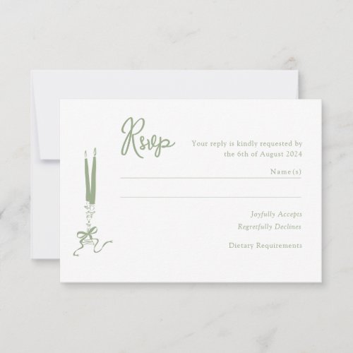 Modern Sage Green Wedding RSVP Card 