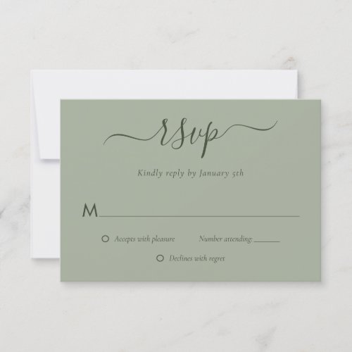 Modern Sage Green Wedding RSVP Cards