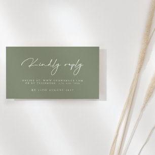 Modern Sage Green Wedding RSVP Cards