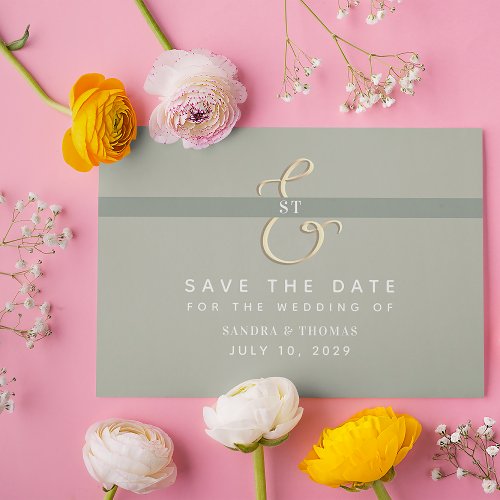 Modern Sage Green Wedding Save The Date