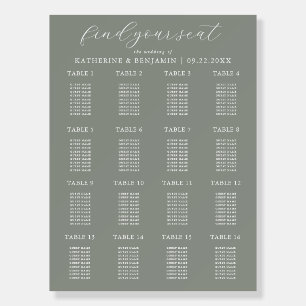 Modern Sage Green Wedding Seating Chart Foam Board
