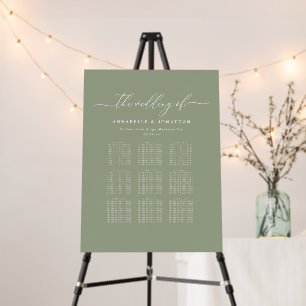 Modern Sage Green Wedding Seating Plan chart Foam Board