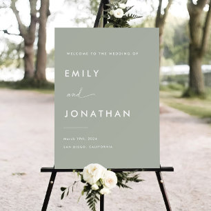 Modern Sage Green Wedding Welcome Foam Board