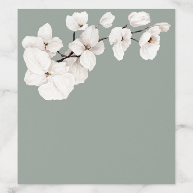 Modern Sage Green White Orchids Floral Wedding Envelope Liner (Design)