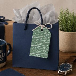 Modern Sage Green White Typography Father’s Day Gift Tags