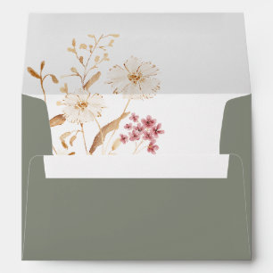 Modern Sage Green Wildflower Wedding Invitation Envelope