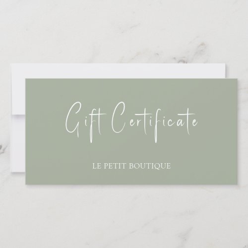 Modern Sage Green with QR Code Gift Certificate