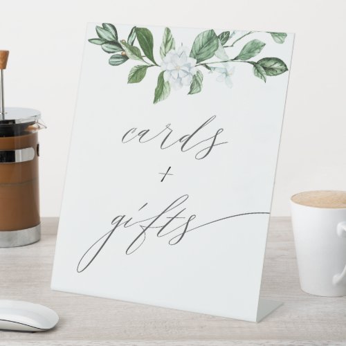 Modern Sage Greenery Floral Wedding Cards Gifts Pedestal Sign