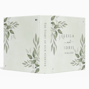 Modern Sage Greenery Wedding  3 Ring Binder