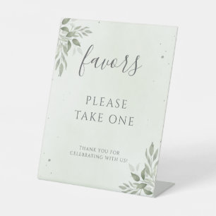 Modern Sage Greenery Wedding Favor Pedestal Sign