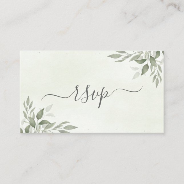 Modern Sage Greenery Wedding RSVP Enclosure Card (Front)