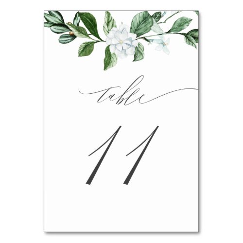 Modern Sage Greenery White Floral No 11 Wedding Table Number