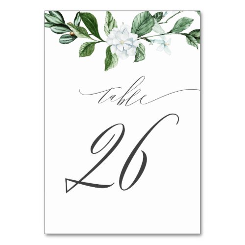 Modern Sage Greenery White Floral No 26 Wedding Table Number