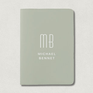 Modern Sage Grenn Monogram Passport Holder
