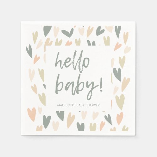 Modern Sage Heart Gender Neutral Baby Shower