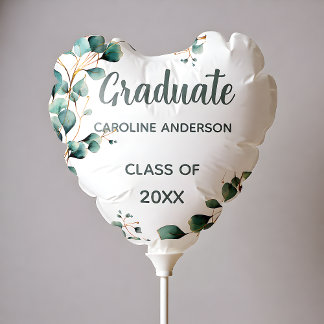 Modern Sage Leaf Graduation Graduation Balloon