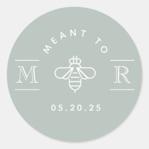 Modern Sage Meant to Bee Wedding Honey Favor Classic Round Sticker