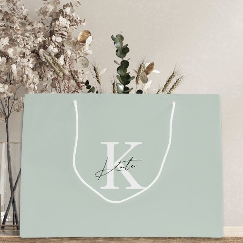 Modern Sage Monogram Bridesmaid Proposal Gift Bag