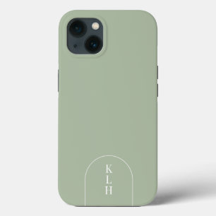 Modern Sage Monogrammed iPhone 13 Case