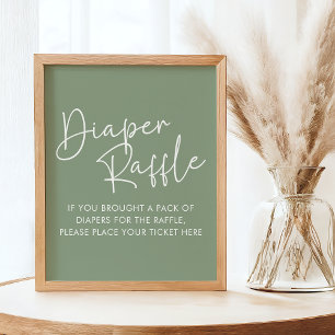 Modern Sage Oh Baby Simple Baby Diaper Raffle Poster