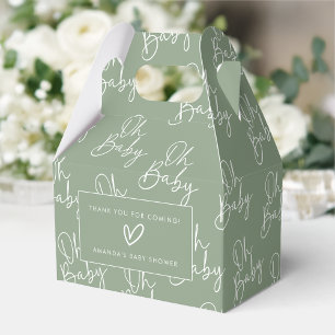 Modern Sage Oh Baby Simple Baby Shower Gable Favor Boxes