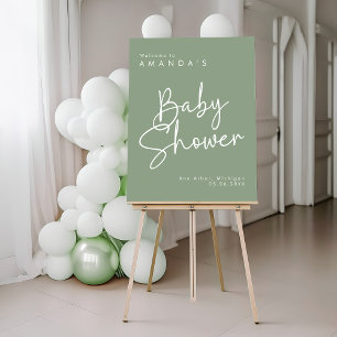 Modern Sage Oh Baby Simple Baby Shower Welcome Foam Board