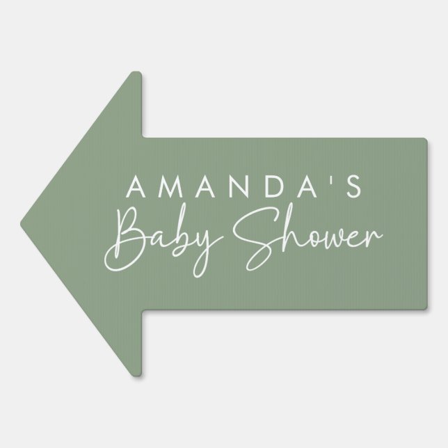 Modern Sage Oh Baby Simple Baby Shower Yard Sign (Front)