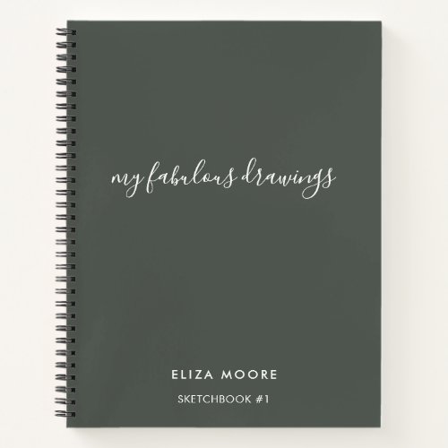 Modern Sage Personalized Sketchbook Your Name  Notebook