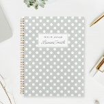 Modern Sage Polka Dots Planner<br><div class="desc">Custom-designed planner notebook featuring white polka dots on sage green color with personalized name..</div>