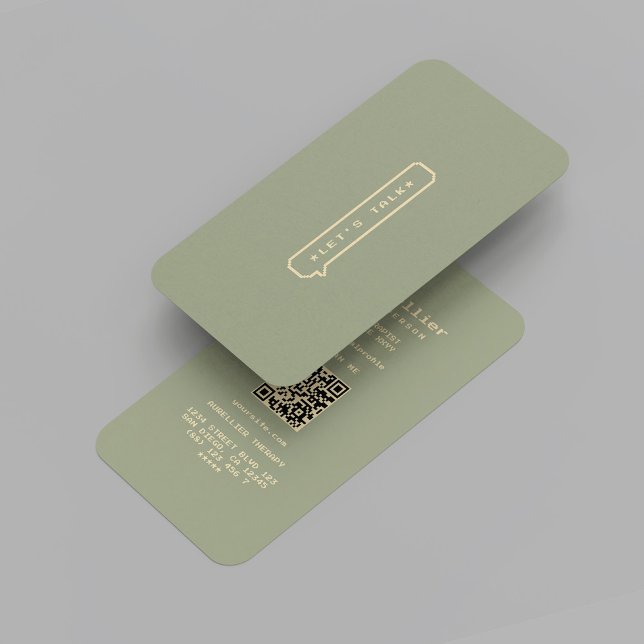 Modern Sage Psychologist Talk Therapist Gold Business Card (Modern Sage Psychologist Talk Therapist Gold)