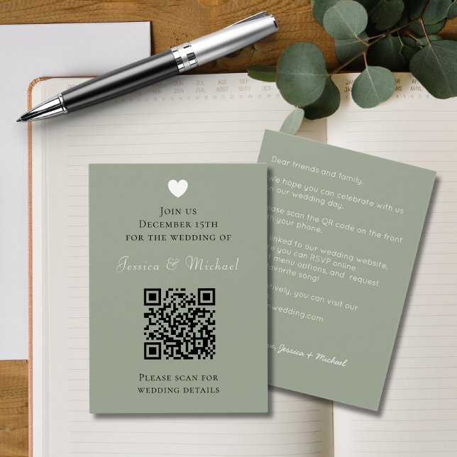 Modern Sage QR Code All in One Wedding Invitation (Creator Uploaded)