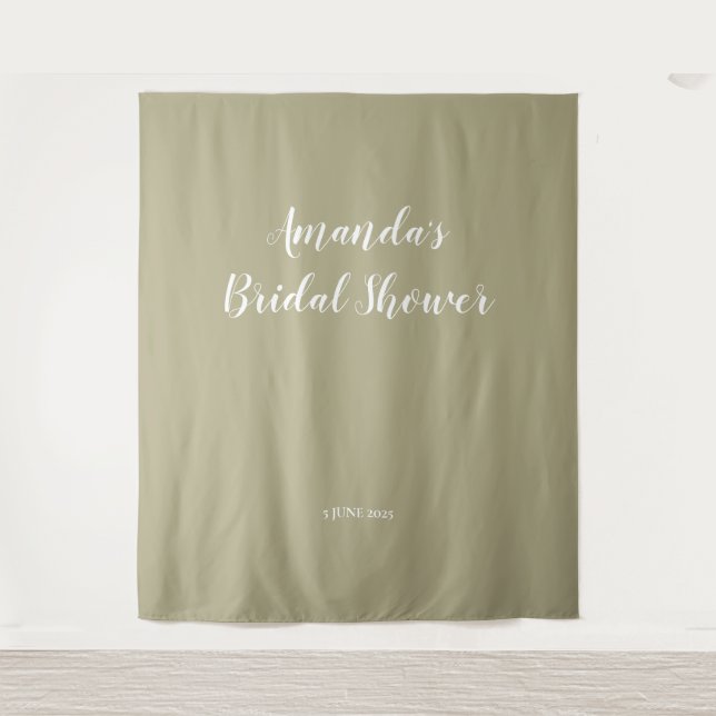 Modern Sage Script Bridal Shower Backdrop (Front)