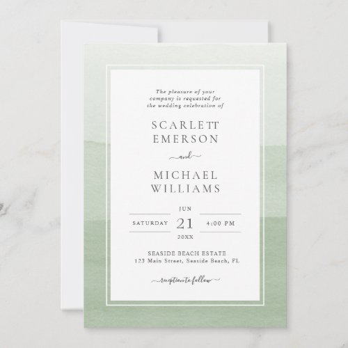 Modern Sage Watercolor Wedding Invitation