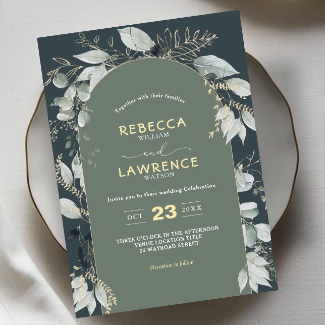 Modern sage white flowers wedding invitation (Creator Uploaded)