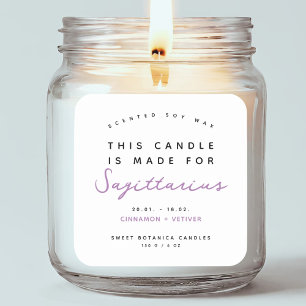 Modern Sagittarius zodiac candle label