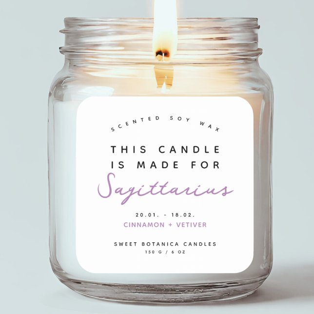 Modern Sagittarius zodiac candle label (Creator Uploaded)